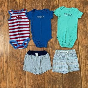 Baby boy shorts & onesies size 6M